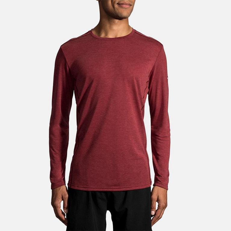 Brooks Men's Distance Long Sleeve Running Shirt - Red (RPOA19865)